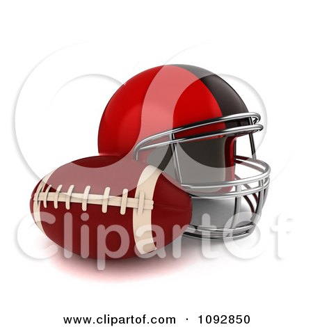 Clipart 3d Football And Red Helmet - Royalty Free CGI Illustration by BNP Design Studio