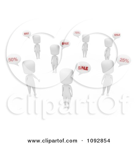 Clipart 3d Ivory People Chatting About Sales - Royalty Free CGI Illustration by BNP Design Studio