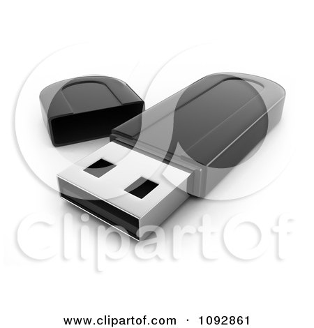 Clipart 3d Black Flash Drive - Royalty Free CGI Illustration by BNP Design Studio