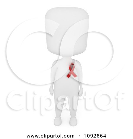 Clipart 3d ivory person wearing a red AIDS Awareness Ribbon - Royalty Free CGI Illustration by BNP Design Studio
