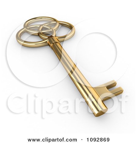 Clipart 3d Gold Antique Skeleton Key - Royalty Free CGI Illustration by BNP Design Studio