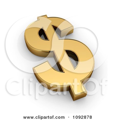 Clipart 3d Golden Dollar Symbol USD - Royalty Free CGI Illustration by BNP Design Studio