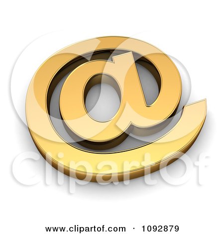 Clipart 3d Golden Arobase Email At Symbol - Royalty Free CGI Illustration by BNP Design Studio