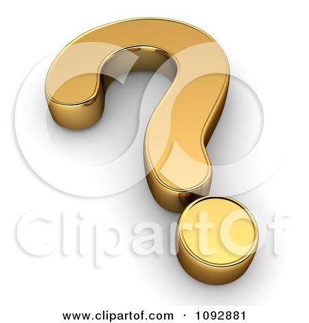 Clipart 3d Golden Question Mark Symbol - Royalty Free CGI Illustration by BNP Design Studio