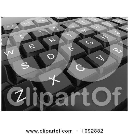 Clipart 3d Black Computer Keyboard Closeup - Royalty Free CGI Illustration by BNP Design Studio