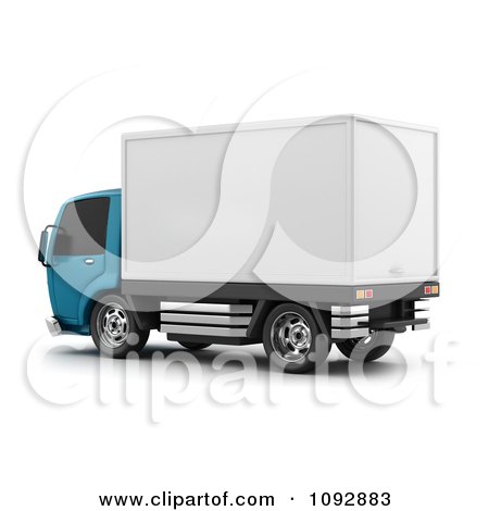 Clipart 3d Blue And White Delivery Truck 1 - Royalty Free CGI Illustration by BNP Design Studio