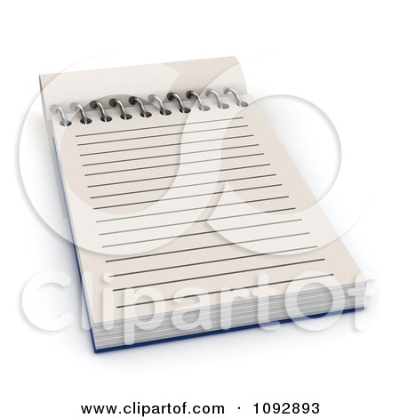Clipart 3d Spiral Notepad With Ruled Pages 2 - Royalty Free CGI Illustration by BNP Design Studio