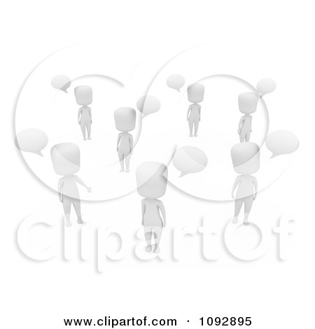 Clipart 3d Ivory People Talking With Speech Balloons - Royalty Free CGI Illustration by BNP Design Studio