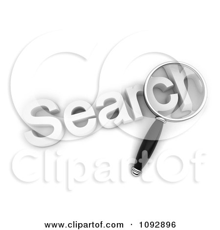 Clipart 3d Magnifying Glass Over The Word Search - Royalty Free CGI Illustration by BNP Design Studio