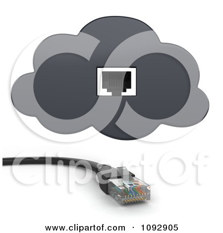 Clipart 3d Ethernet Cable And Online Storage Cloud Plug In - Royalty Free CGI Illustration by BNP Design Studio