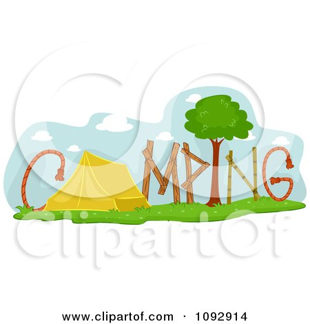 Clipart Tent And Nature Items Spelling CAMPING - Royalty Free Vector Illustration by BNP Design Studio