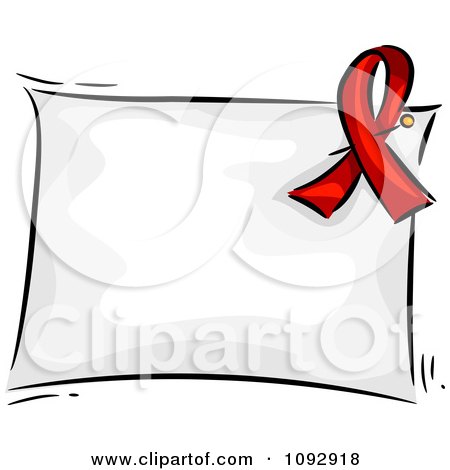 Clipart Red Aids Awareness Ribbon Sign With Copyspace - Royalty Free Vector Illustration by BNP Design Studio