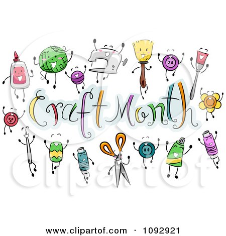 Clipart Craft Items Around Craft Month Text - Royalty Free Vector Illustration by BNP Design Studio