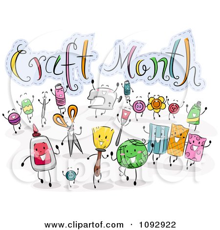 Clipart Crafting Items Around Craft Month Text - Royalty Free Vector Illustration by BNP Design Studio