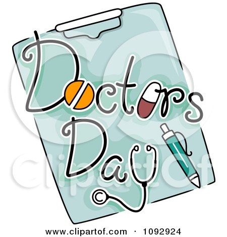 Clipart Doctors Day Text And A Pen On A Clipboard - Royalty Free Vector Illustration by BNP Design Studio