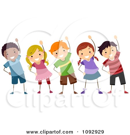 Clipart Diverse Happy Kids Exercising - Royalty Free Vector Illustration by BNP Design Studio