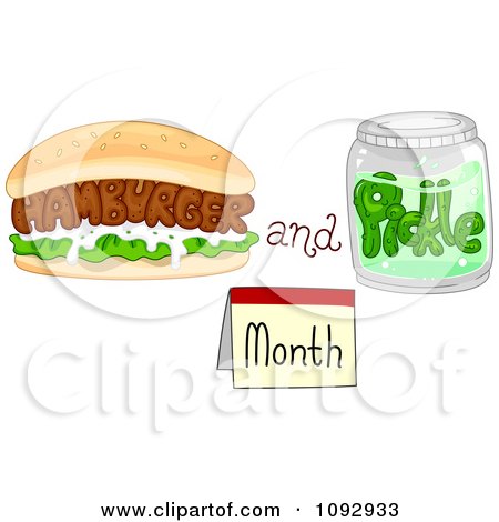 Clipart Burger And Jar For Hamburger And Pickle Month - Royalty Free Vector Illustration by BNP Design Studio