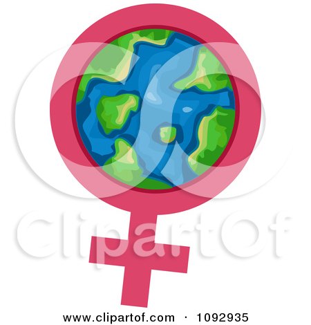 Clipart Female Gender Symbol And Earth For International Women's Month - Royalty Free Vector Illustration by BNP Design Studio