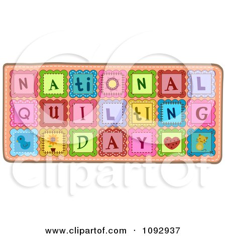Clipart Patches Spelling National Quilting Day - Royalty Free Vector Illustration by BNP Design Studio