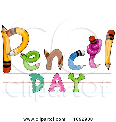 Clipart Twisted Pencils Spelling Pencil Day - Royalty Free Vector Illustration by BNP Design Studio