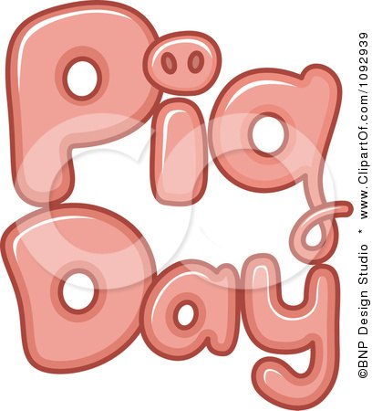 Clipart Pink Pig Day Text - Royalty Free Vector Illustration by BNP Design Studio