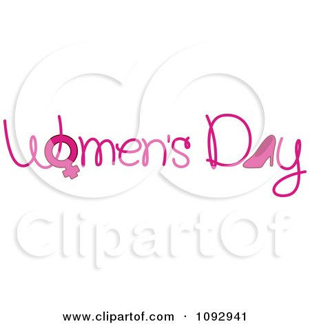 Clipart Pink Womens Day Text With A Gender Symbol And High Heel - Royalty Free Vector Illustration by BNP Design Studio