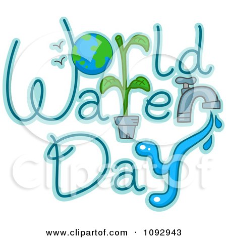 Clipart World Water Day Text With Earth And A Faucet - Royalty Free Vector Illustration by BNP Design Studio