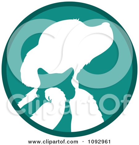 Clipart Turquoise And White Silhouetted Parrot Cat And Dog Logo - Royalty Free Vector Illustration by Maria Bell