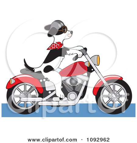Clipart Biker Dog Riding a Motorcycle - Royalty Free Vector Illustration by Maria Bell