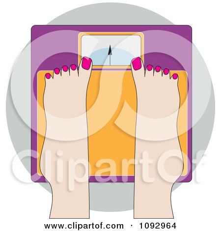 Clipart Womans Feet Standing On A Scale - Royalty Free Vector Illustration by Maria Bell