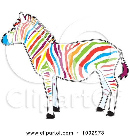 Clipart Rainbow Striped Zebra - Royalty Free Vector Illustration by Maria Bell