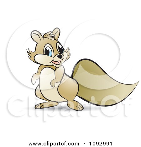 Clipart Happy Brown Squirrel - Royalty Free Vector Illustration by Lal Perera