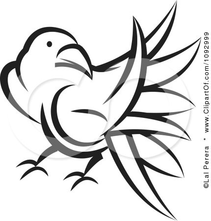 Clipart Black And White Raven - Royalty Free Vector Illustration by Lal Perera