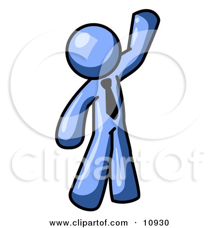 Friendly Blue Man Greeting and Waving Clipart Illustration by Leo Blanchette