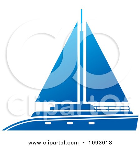 Clipart Blue Yacht Sailboat - Royalty Free Vector Illustration by Lal Perera