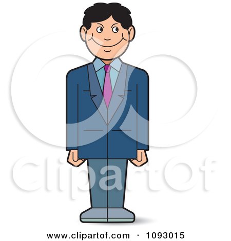 Clipart Grinning Business Man Standing In A Suit - Royalty Free Vector Illustration by Lal Perera