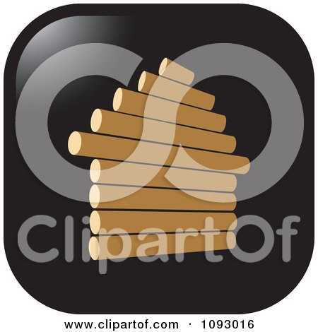 Clipart House Formed Of Timber Logs On A Black Rounded Square - Royalty Free Vector Illustration by Lal Perera