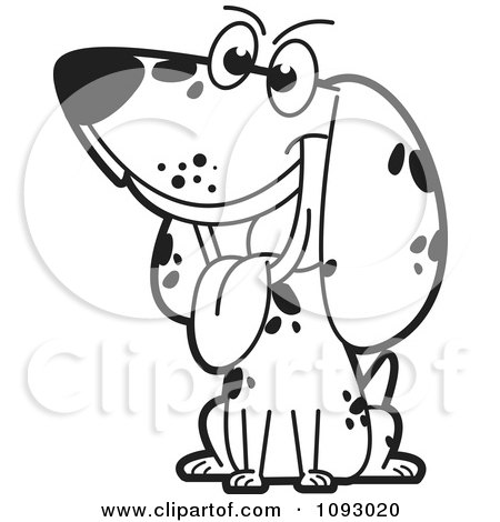 Clipart Outlined Panting Spotted Dog - Royalty Free Vector Illustration by Lal Perera