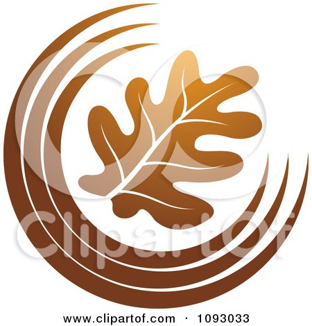 Clipart Brown Oak Leaf And Half Circle Logo - Royalty Free Vector Illustration by Lal Perera