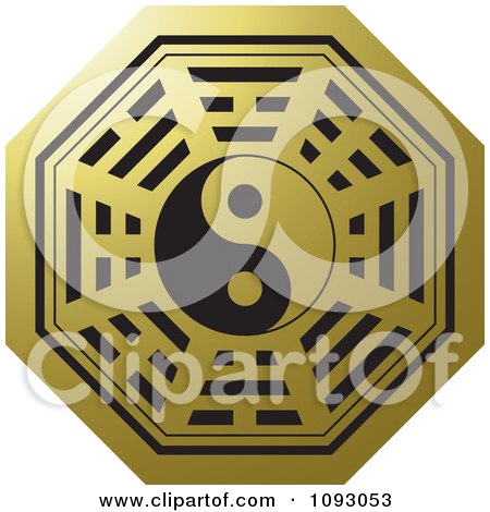 Clipart Black And Golden Yin Yang Chinese Symbol - Royalty Free Vector Illustration by Lal Perera