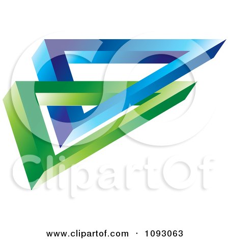 Clipart Interlocked Blue And Green Triangles - Royalty Free Vector Illustration by Lal Perera