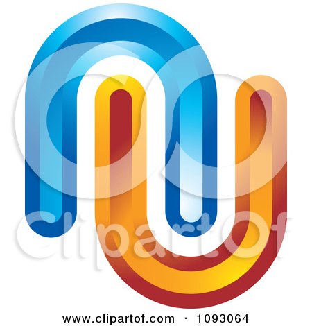 Clipart Orange And Blue Nu Or U Logo - Royalty Free Vector Illustration by Lal Perera