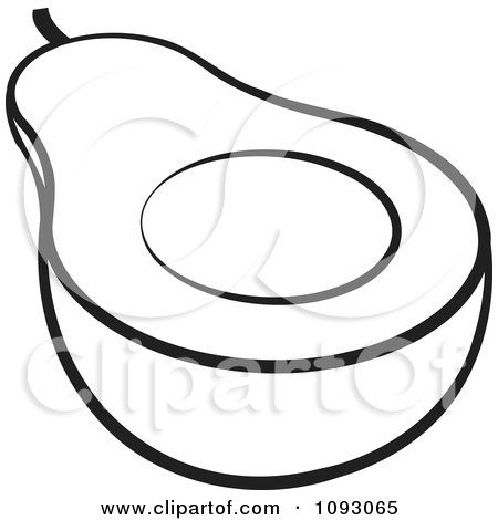 Clipart Outlined Halved Avocado - Royalty Free Vector Illustration by Lal Perera