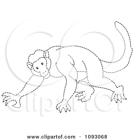 Clipart Outlined Dotted Line Monkey - Royalty Free Vector Illustration by Lal Perera