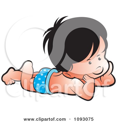 Clipart Boy Resting On His Belly - Royalty Free Vector Illustration by Lal Perera