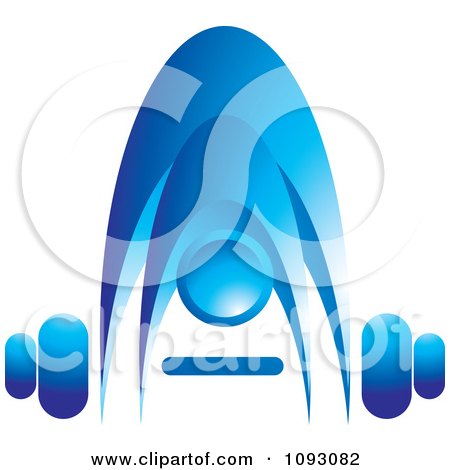 Clipart Blue Person Bending Over To Pick Up A Barbell - Royalty Free Vector Illustration by Lal Perera
