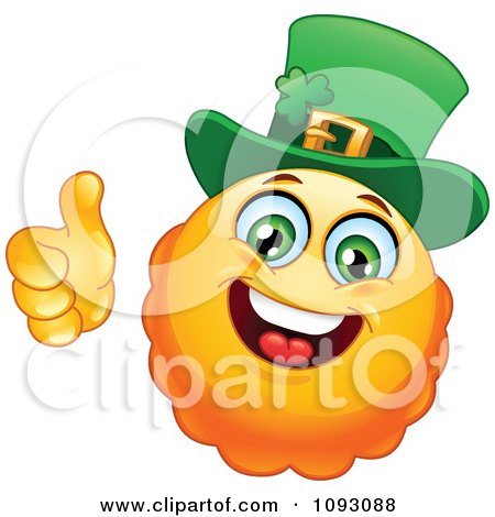 Clipart St Paddys Day Emoticon Holding A Thumb Up - Royalty Free Vector Illustration by yayayoyo