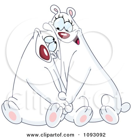 Clipart Polar Bear Couple Cuddling - Royalty Free Vector Illustration by yayayoyo
