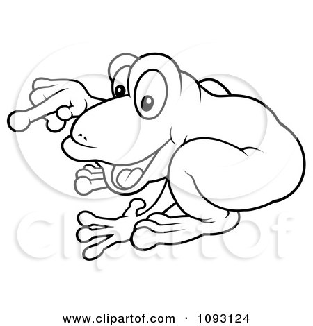 Clipart Outlined Frog Pointing - Royalty Free Vector Illustration by dero