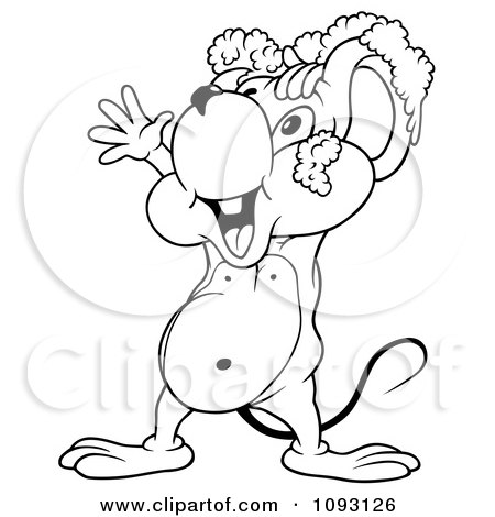 Clipart Black And White Bathing Mouse With Suds - Royalty Free Vector Illustration by dero